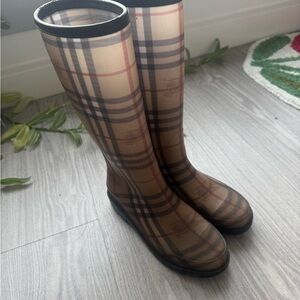 Burberry Plaid Knee-High Rain Boots